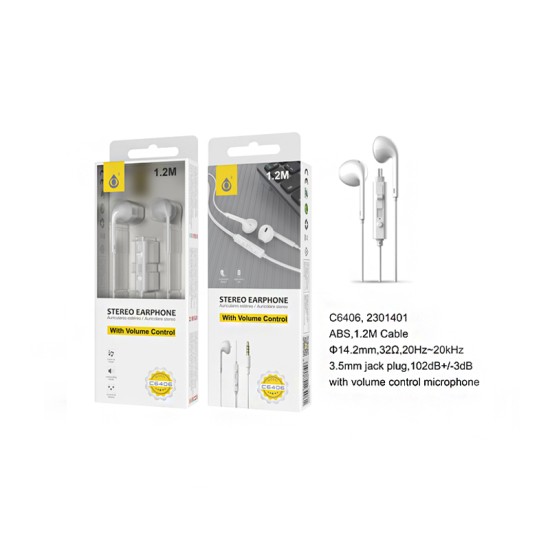 ONEPLUS EARPHONES C6406 BL WITH MICROPHONE 1.2M WHITE